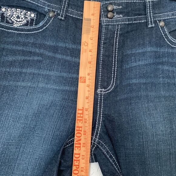 Code Bleu Annette Bootcut Jeans Dark Blue Embellished Embroidered Size 16W - Picture 8 of 12